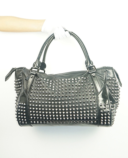Edenham Studded Tote, &pound;300, Handbags, Black, Leather, Front view
